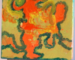Olfa 02.10.2014 7 x 7 cm Acryl + Varnish auf Leinwand + Staffel