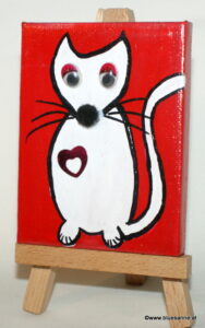 RedHeartCat 25.09.2012 9 x 7 cm Acryl + Varnish auf Leinwand + Staffel Red Heart Cat Katze