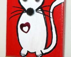 RedHeartCat 25.09.2012 9 x 7 cm Acryl + Varnish auf Leinwand + Staffel Red Heart Cat Katze