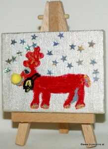 Rentier 16.08.2012 9 x 7 cm Acryl + Varnish auf Leinwand + Staffel