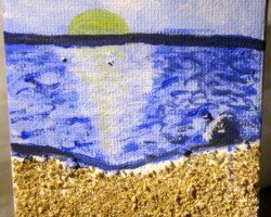 SandyCyprus 06.11.2015 7 x 7 cm Acryl + Sand auf Leinwand + Staffel