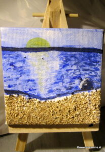 SandyCyprus 06.11.2015 7 x 7 cm Acryl + Sand auf Leinwand + Staffel