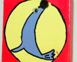 Seehund 19.09.2012 7 x 7 cm Acryl + Varnish auf Leinwand + Staffel