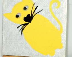 Shiny-Y-Cat 31.05.2012 7 x 7 cm Acryl + Varnish auf Leinwand + Staffel Shiny Yellow Cat Katze gelb