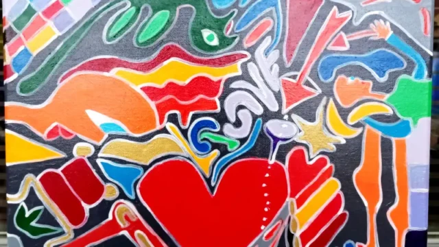 Save the Love 05.01.01.-19.01.2025 40 x 40 cm Acryl + Lack auf Leinwand
