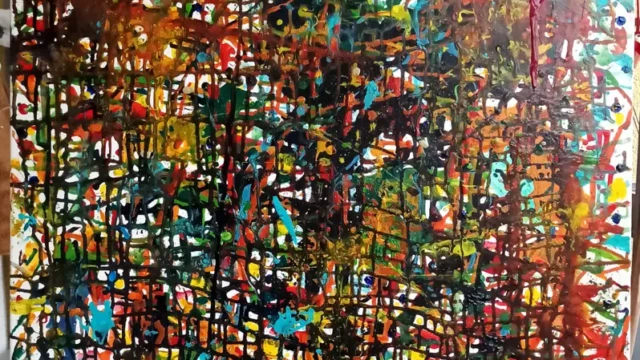 Cover the Black with Color 70 x 70 cm 09.03.-24.03.2025 Acryl Pouring auf Leinwand