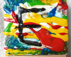 E 10.11.2025 7 x 7 cm Acryl + Varnish auf Leinwand + Staffel